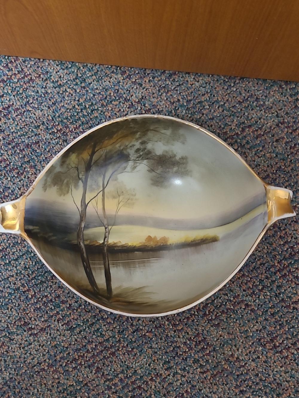 Antique NIPPON Noritake Hand-Painted Scenic Serving Bowl